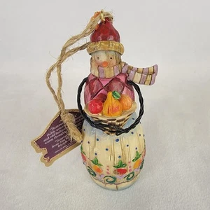 Jim Shore 2003 Heartwood Creek Winters Bounty Harz Schneemann Ornament NEU - Bild 1 von 6