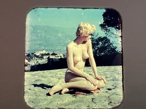 3D Stereo Realist Vintage Pinup Slide Photo Woman Female NUDE On Beach - Picture 1 of 2