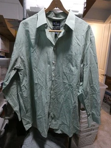 STAFFORD TRAVEL LONG SLEEVE SHIRT SIZE 18 34/35 REGULAR FIT GREEN - Picture 1 of 2