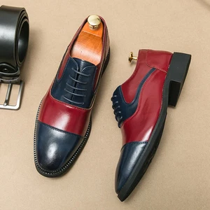 Zapatos de vestir de cuero informales Oxford para hombres Calzado de fiesta Zapatos formales para boda - Imagen 1 de 24