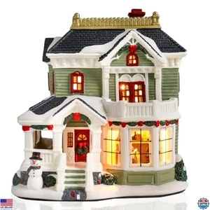 VCUTEKA Casa de Pueblo de Navidad de Cerámica con Luces LED - Decoración de Pan de Jengibre - Imagen 1 de 7