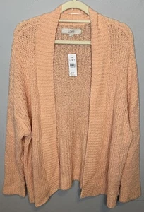 Ann Taylor Loft pfirsichfarbene Strickjacke groß neu mit Etikett vorne offen Strick - Bild 1 von 4
