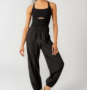 Free People FP Movement Righteous One Piece Black Runsie Jumpsuit Sz S - Picture 1 of 10