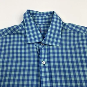 J. McLaughlin Medium Mens Button Front Long Sleeve Cotton Check Casual Shirt - Picture 1 of 7
