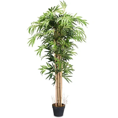 5 Ft Artificial Bamboo Silk Tree Green Indoor-Outdoor Home Decorative Planter - Image 1 of 4