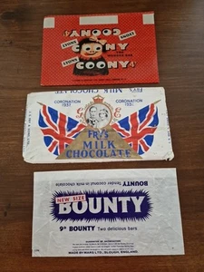 LOTE DE 3 ENVOLTORIOS ORIGINALES VINTAGE DE CHOCOLATE Y DULCES USADOS 38 - Imagen 1 de 2