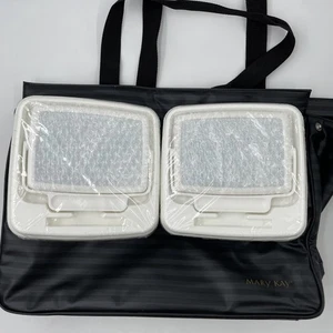 VTG Lot Mary Kay 6 Folding Travel Makeup Mirrors & Tray Stand Large Zippered Bag - Picture 1 of 10