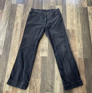 Levi's Vintage Black Corduroy Casual Pants size W33 L31 Distressed/Stain - Picture 1 of 19