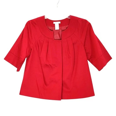 Worthington Crop Blazer Jacket Stretch Flare Lined 3/4 Sleeve Red Womens Size S - Image 1 of 4
