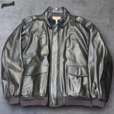 Chaqueta LL Bean Para Hombres 2XL Cuero Marrón Bombardero Piel de Cabra Aislante Forrada Vuelo Foto 1 de 4