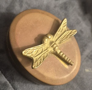 Vintage Brass Oval Dragonfly Trinket Box - Picture 1 of 5
