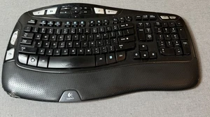 Logitech Wave K350 Ergonomic Wireless Keyboard - Tested - No Dongle - Scuffed - Picture 1 of 11
