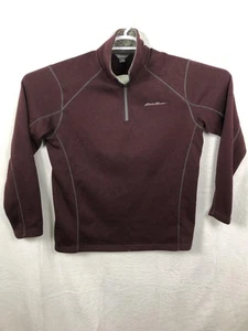Eddie Bauer Sweater Mens Large Purple Quarter Zip Pullover Maroon Outdoors Warm - Picture 1 of 9
