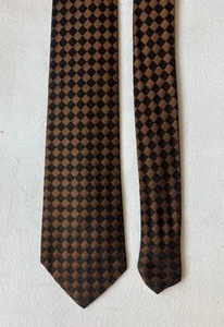 Vintage Brown Black Checkered Acetate Tie - Picture 1 of 10