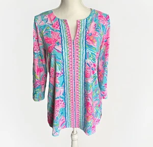 Lilly Pulitzer geblümt Gr. M 3/4 Arm Spandex Mix leicht Sommer Coastal - Bild 1 von 6