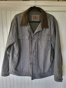 Woolrich Sherpa Fleece Lined GRAY Canvas Barn Coat Jacke Herren Gr. XL Jacke - Bild 1 von 9