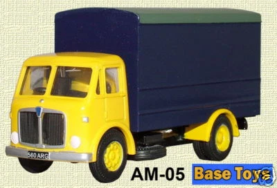 BASE TOYS AM-05 Aec Furgone Giallo/Blu 1/76 Scala = 00 Gauge IN Scatola - Immagine 1 di 4
