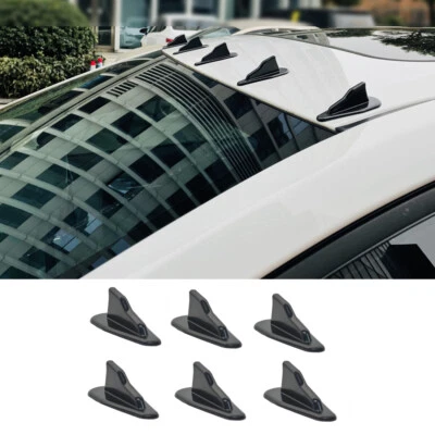 Set of 6 Roof Shark Fins Stickers Decorative Gloss Black Car Body Trim Universal - Image 1 of 4
