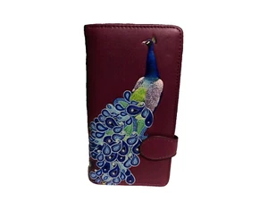 Shag Wear lila Pfau Paisley bestickt Clutch Geldbörse KOSTENLOSER VERSAND - Bild 1 von 6