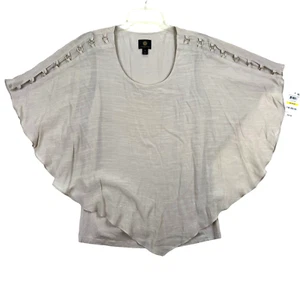 JM Collection Womens Medium Layered Beige Gold Accents Woven Dressing Blouse NWT - Picture 1 of 9
