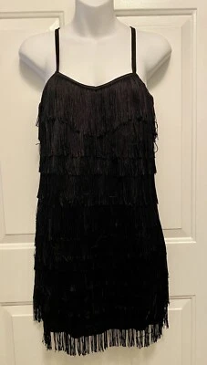 Dreamgirl Womens Flapper Gatsby 20’S Fringe Halloween Dress Large Black - Image 1 of 4