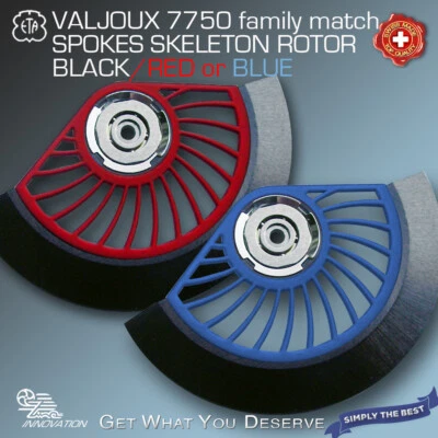 OSCILLATING WEIGHT, SKELETON ROTOR SPOKES, RED OR BLUE, FIT VALJOUX 7750 FAMILY - Image 1 of 2