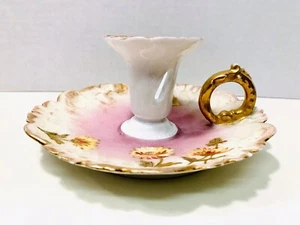 Antique 1890’s Vignaud Freres Limoges France Gold Gilded Floral Chamberstick - Picture 1 of 12