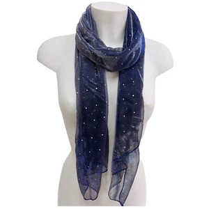 Sciarpa Metallizzata Glitter Scialle Brillante Foulard Donna CopriSpalle Blu Arg - Foto 1 di 2