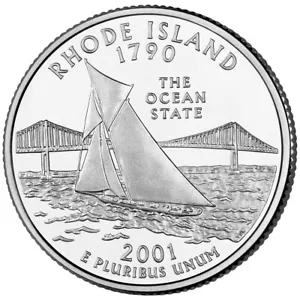2001 Rhode Island P Quarter. Uncirculated From US Mint roll. - Picture 1 of 3