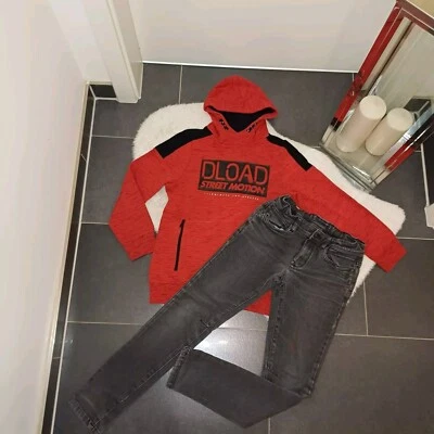 Set outfit 146 152 kapuzenpulli rot Hoodie c&a Jeans Hose schwarz TopZustand - Bild 1 von 4