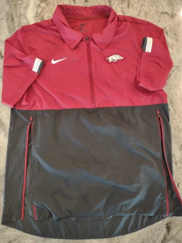 Men's Nike Arkansas Razorbacks Jacket 1/2 Zip Short Sleeve Windbreaker ⚾🏈🏀 Cover