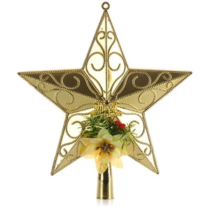 Christbaumspitze in Stern-Form - goldfarbener Stern für die Baumspitze - 24cm - Bild 1 von 7