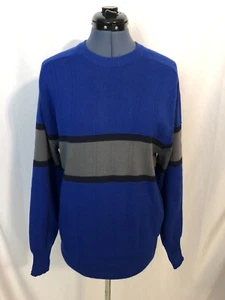 VTG Obermeyer Marco Blue Gray Striped Pullover Ski Sweater 80s Lodge Cabin L Uni - Picture 1 of 4