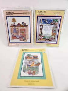 3 Bobbie G Designs Baby Birth Announcement Cross Stitch Charts Nursery Rhymes - Picture 1 of 5