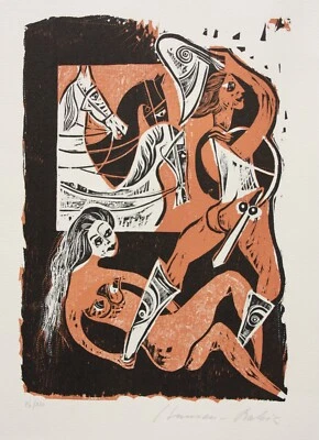 Karl-Heinz Hansen Bahia (1915-1978), sign. Farbholzschnitt "Telemachos Abschied" - Bild 1 von 4