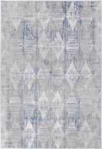 Coimbra Diamond Faded Blue Grey Modern Floor Rug - 5 Sizes *FREE DELIVERY