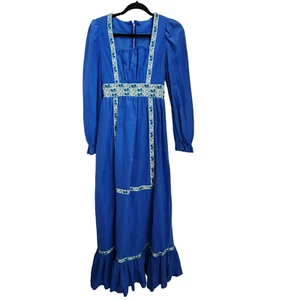 Maxi Vestido De Colección Años 70 Casero Gunne Sax Estilo Pradera Pequeño Polar Cottagecore - Imagen 1 de 12