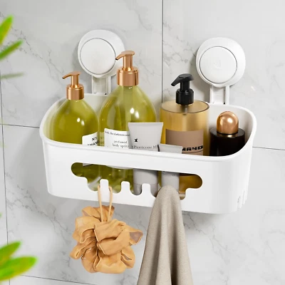 LEVERLOC Suction Shower Caddy Bathroom Basket Shelf Suction Shower Caddy Storage