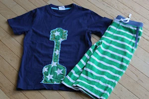 BOYS * MINI BODEN * APPLIQUE TEE & CROPPED JERSEY BAGGIES SHORTS ~ 7-8 - Picture 1 of 1