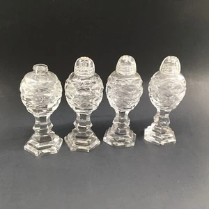 Vtg Footed Pedestal Cut Crystal Salt And Pepper Shakers 4.5”H 2”W Set Of 4 READ - Picture 1 of 4