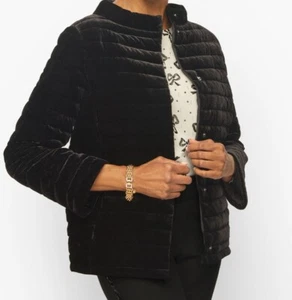 Talbots Quilted Down Fill Velvet Jacket Size 6 - Picture 1 of 8