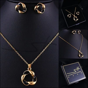 Geschenk Schmuckset Halskette Ohrstecker *Zopf* Gold im Etui, Muttertag - Bild 1 von 8