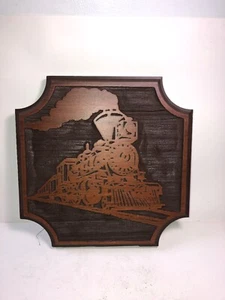 VINTAGE HOLZ LOKOMOTIVE ZUG BILD - 11" X 11" - Bild 1 von 4