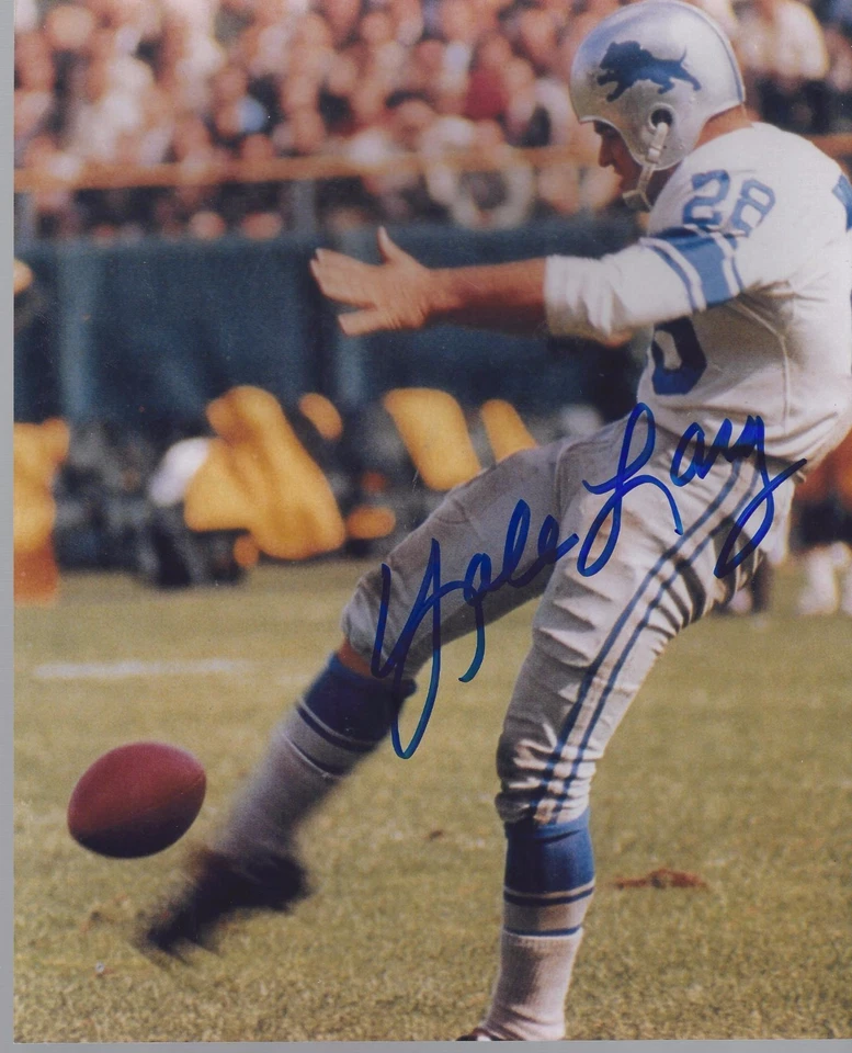 yale lary signed 8x10 autographed photo nfl hof hall of fame detroit lions auto - Image 1 of 1