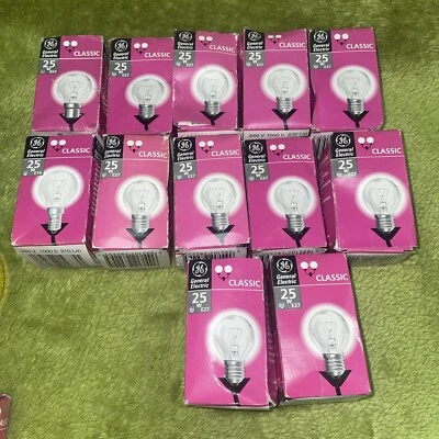 12 Pack Of General Electric Classic E27 25W Golf Ball Clear Light Bulbs New - Image 1 of 3
