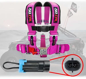 Pink 2" 5-Point Safety Harness w/ Bypass Override Plug for Most Polaris UTVs - Bild 1 von 11