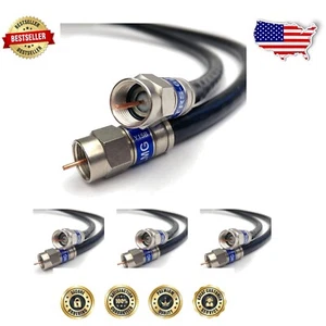 High-Speed 50ft Coaxial Cable with Quad Shield - Solid Copper for TV & Internet - Picture 1 of 7