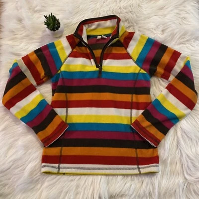 Suéter cabincore Old Navy feminino tamanho L 10-12 listras multicolorido 1/3 zíper - Imagem 1 de 4