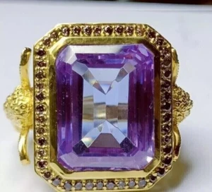 7 Ct Emerald Simulated Amethyst Men's Bishop Wedding Ring 14k Yellow Gold Plated - Picture 1 of 4
