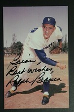 Ralph Branca (d.2016) Brooklyn Dodgers Signed Autographed 3x5 Stats Postcard 